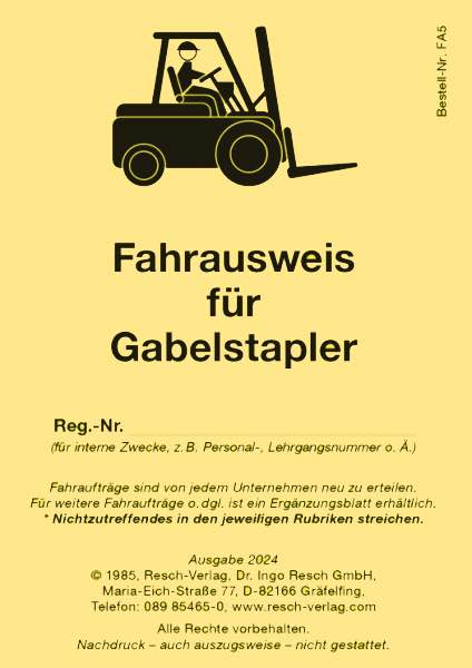 Fahrausweis für Gabelstapler